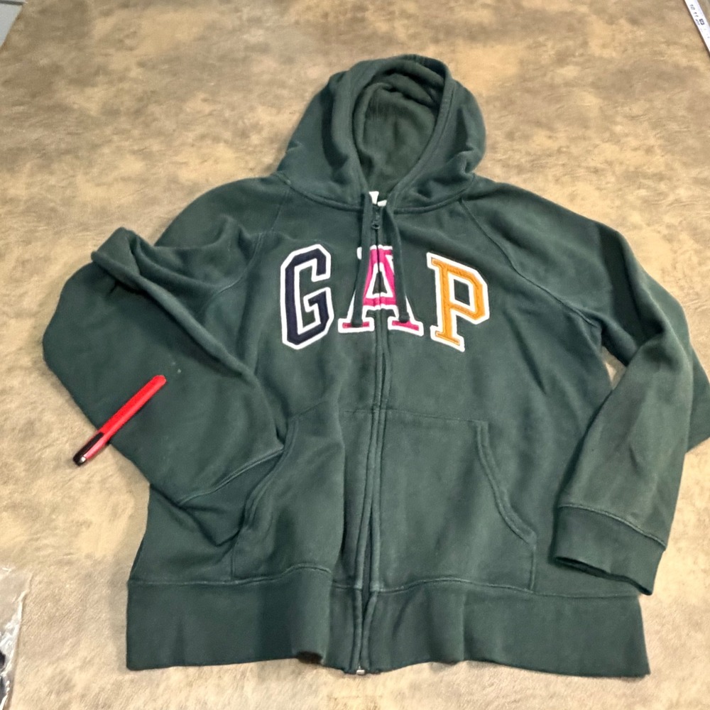Gap Full Zip Hoodie Womens XL Essex Green Multi Color Logo 870256-64